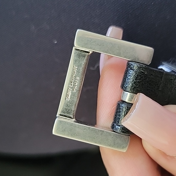 NWT Saint Laurent YSL Black Leather Belt with Silver Buckle - Picture 10 of 10